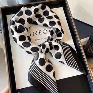 Elegant Black and White Polka Dot Scarf
